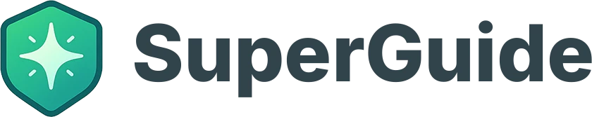 The SuperGuide horizontal lockup: the shield logomark beside the SuperGuide wordmark